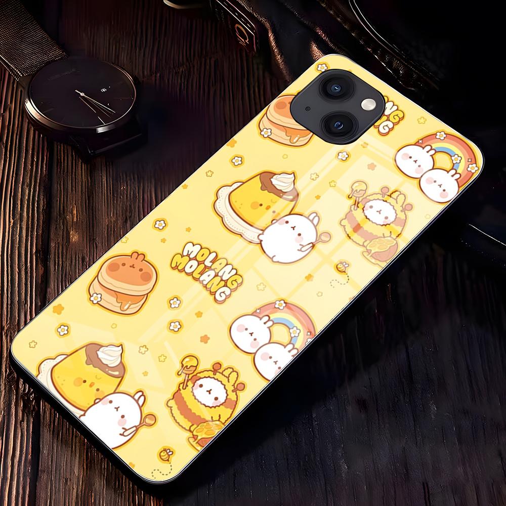 Cute A-molang Phone Case For IPhone 17 Pro Max 16 15 14 Pro Max 13 11 X Xs Xr 8 7Plus Glass Cover