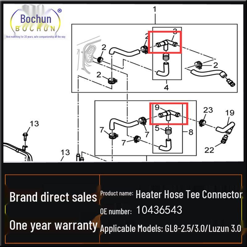 Buick GL8 04-10 Heater Inlet & Outlet Hoses (2.5/3.0)