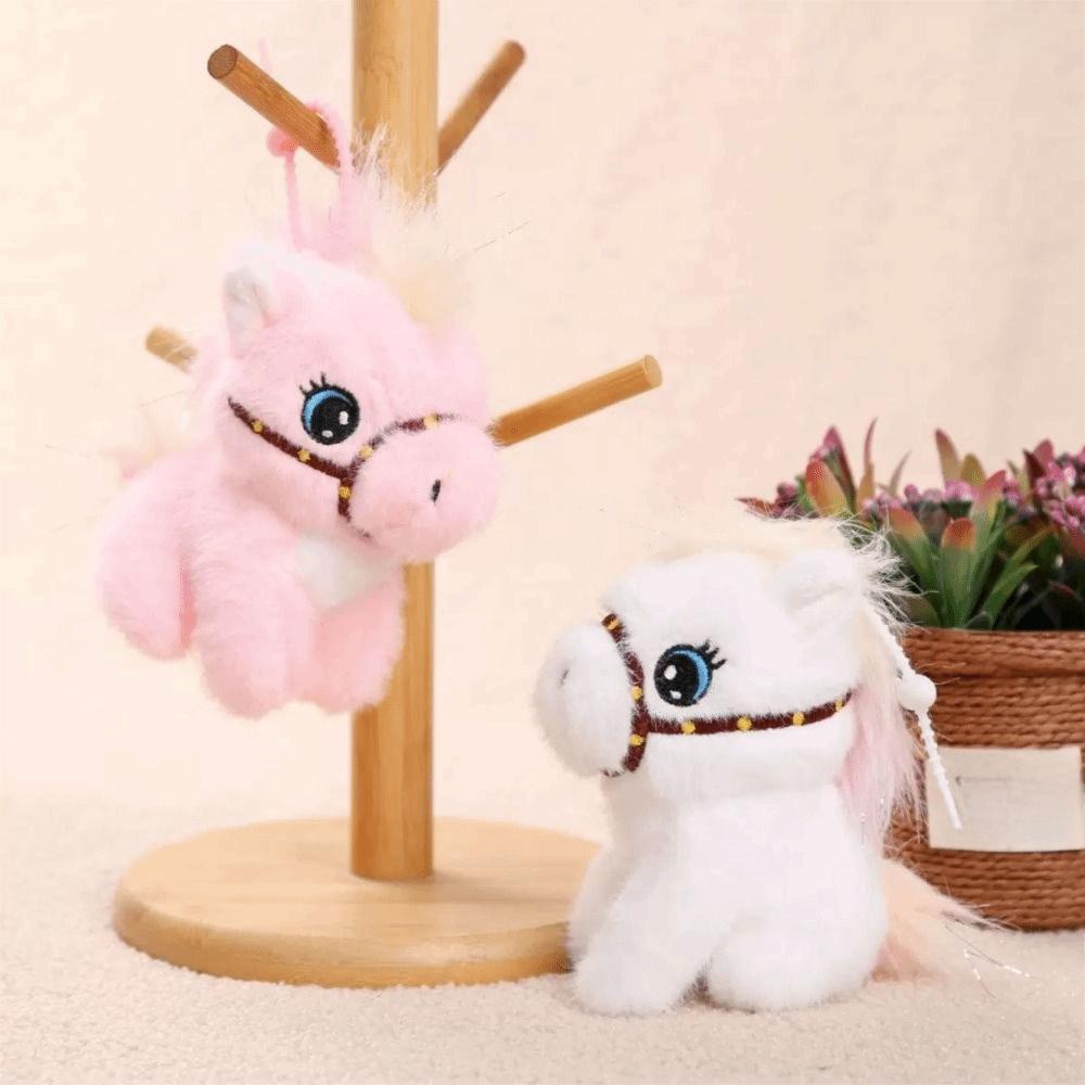 Cartoon Stuffed Animal Keyring Solid Color Zodiac Pony Figurine Year of Horse