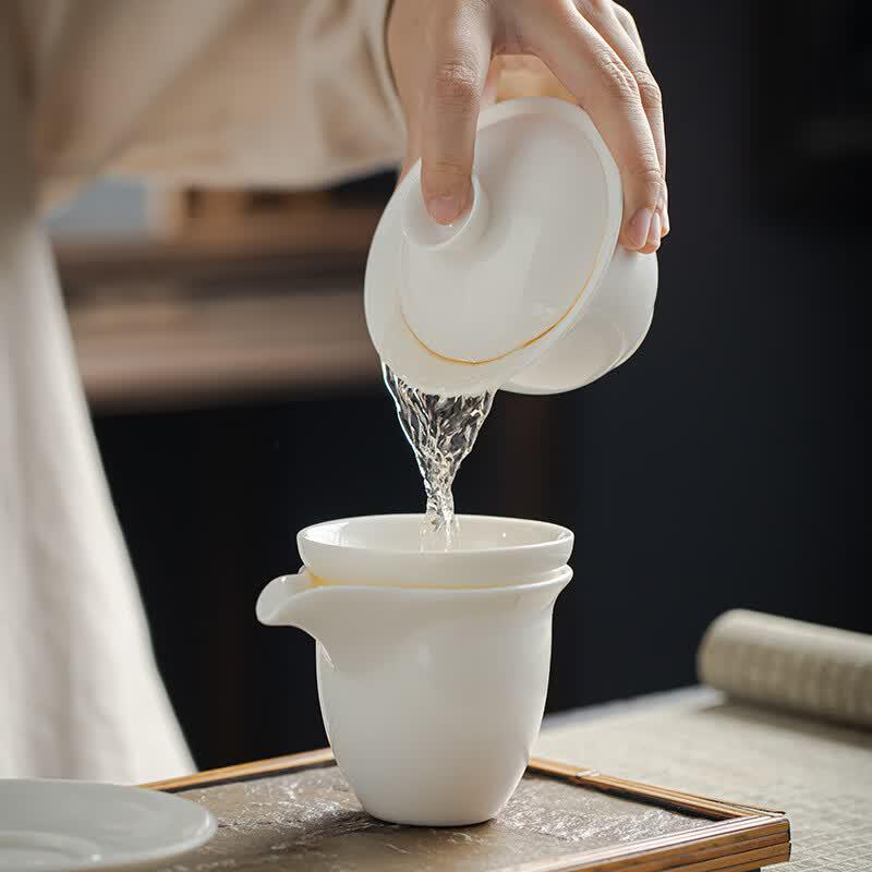 Mutton Fat Jade White Porcelain Kung Fu Tea Set