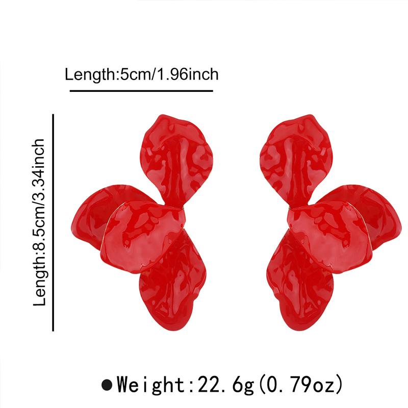 Europe and America Large Drip Oil Flower Stud Earrings for Women Luxury Floral Irregular Personality Earrings Vacation Jewelry