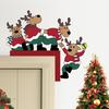 Holiday Door Frame Ornament Christmas Wooden Corner Decor with Snowman/Elk Designs, Seasonal Sticker Ornament, Decorative Topper for Home Decoration
