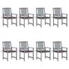 Garden Chairs and Cushions Set of 8 Solid Acacia Wood
