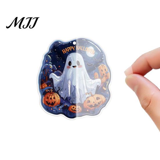 Clear Acrylic Holiday Ornaments Halloween Ghost Keychain, Spooky Pumpkin Keyring Pendant, Keychain Party Favors Cute Heart Bag Charm for Backpacks,
