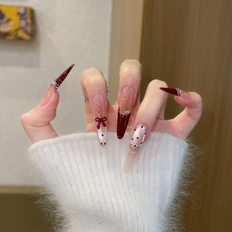 Cat's Eye Wearing Nail Pure Hand-made Nail Piece Fake Nail Wearing Nail Piece Advanced Sense Thin Dog Long