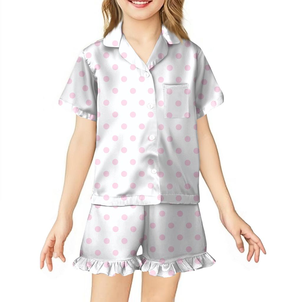 Children's Home Clothes Pajamas Set Short-sleeved Top Shorts Two-piece Set Outer Wear Play Cardigan Clothes