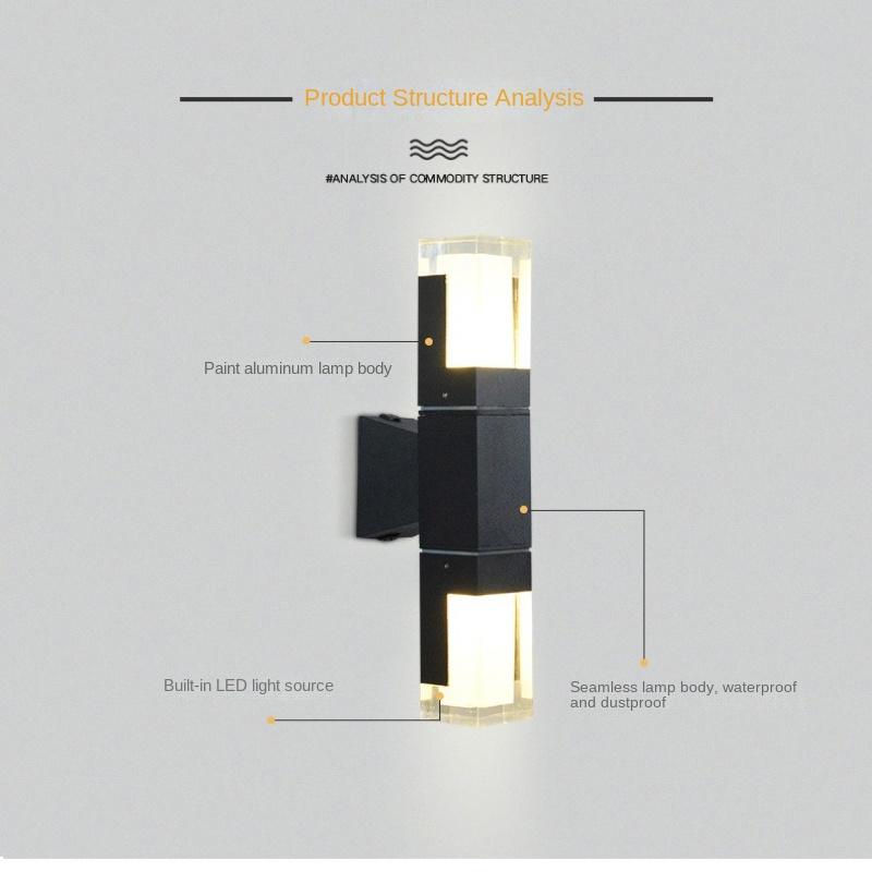 Aluminum LED sensor outdoor wall lamps waterproof acrylic wall lamp staircase hallway exterior courtyard balcony wall light