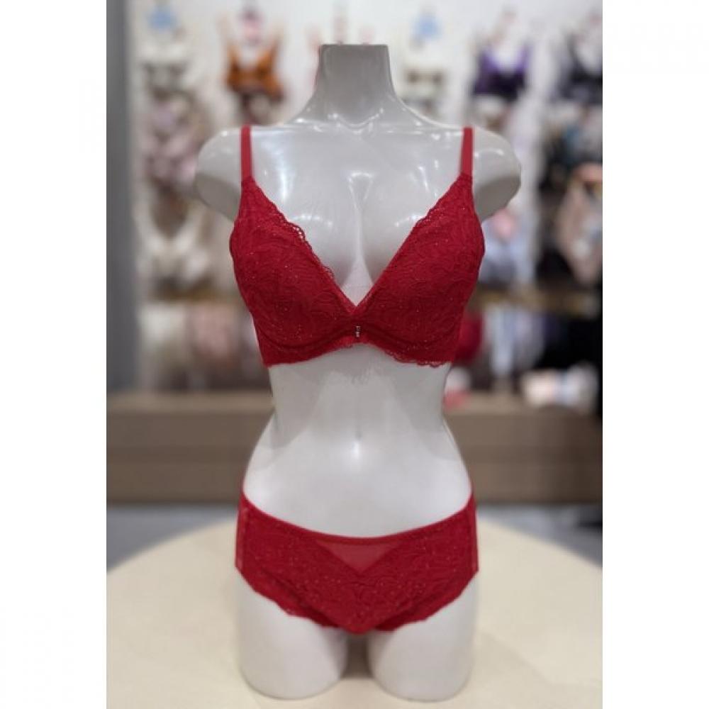 

Triumph Dreaming Sequin Premium Red Bra Lace Panty Set Tewbr811tewpt811rd 85B/100