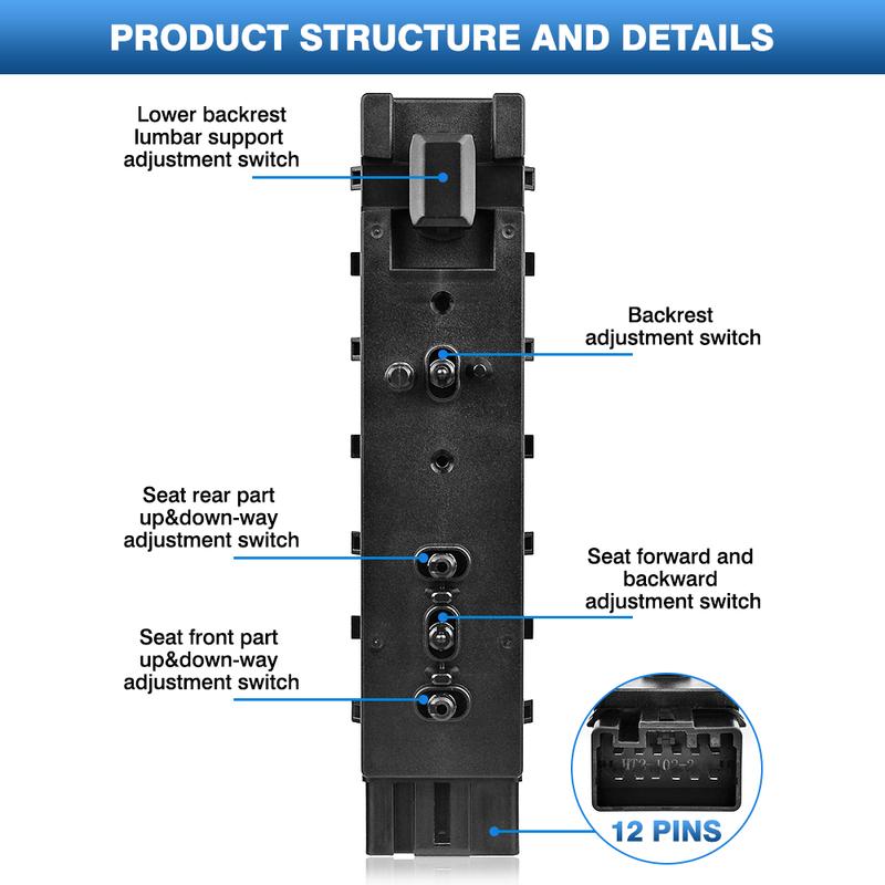 9L3Z-14A701-FA Front Left /Right Power Seat Switch Passenger Side for Ford Escape F150 F250 F350 for Lincoln 9L3T-14B709-FAW