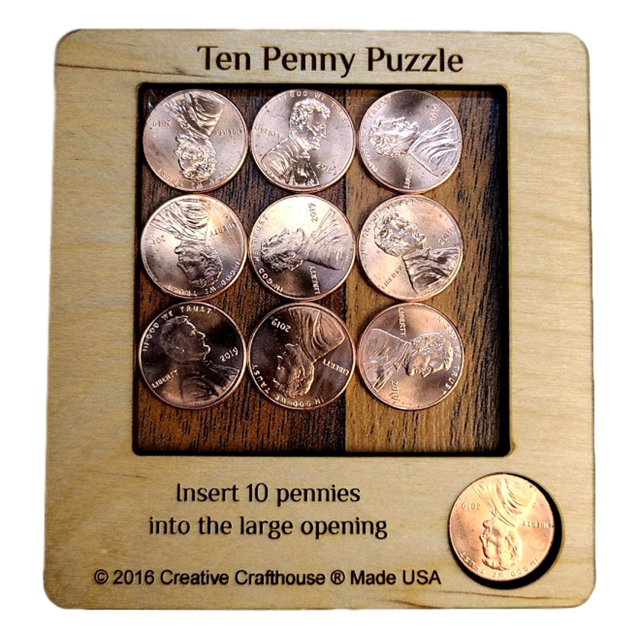 

Ten Penny Puzzle - Coffee Table Puzzle - Executive Toy - Wooden Brain Teaser