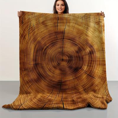 Plank Print Flannel Shawl, Casual Soft Blanket, Rustic Wood Grain Design, All Season Multi Scenario Comfort Accent