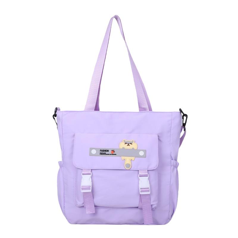 Student large-capacity portable make-up bag, simple solid color casual shoulder bag, junior high school student handbag