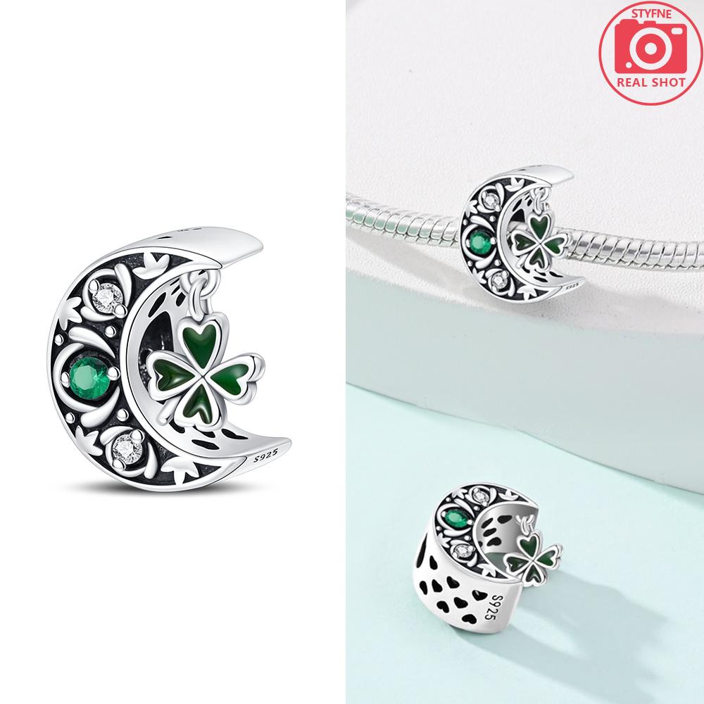 Green Color Four-Leaf Clover Avocado Copper Cactus Green Series Charms Beads Fit 3Mm Original Bracelet Diy Jewelry Gift