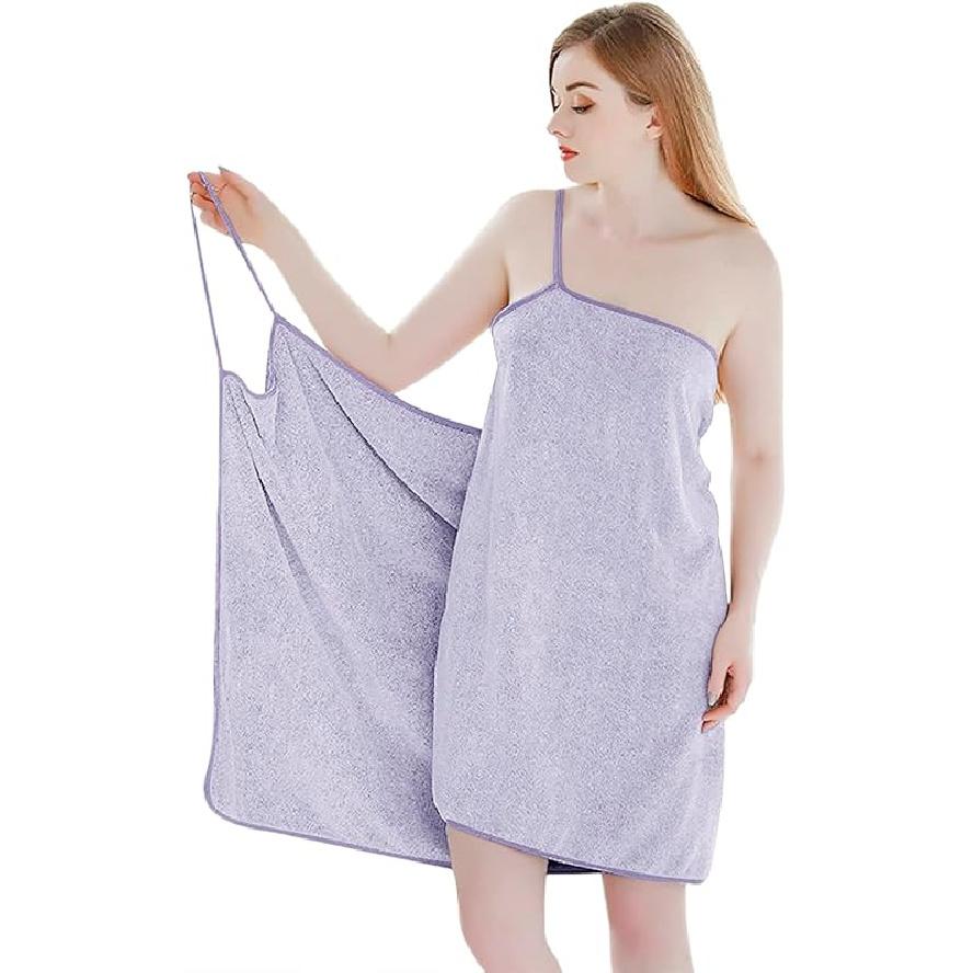 Sexy Sling Bath Towel With Straps for Women Girls Wearable Absorbent Fleece Bath Wrap Towel Long Shower Wrap Night Dress