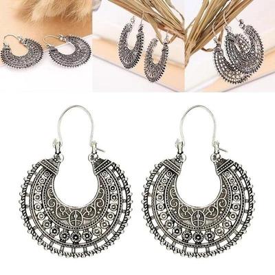 Creolen Ethnisch Tribal Azteken Hippie Boho Hängend Silber Tibetisch Mode