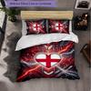 England Football Pattern 3 Pieces Bedding Set Soft Microfiber Duvet Cover with Pillow Cases for Bedroom