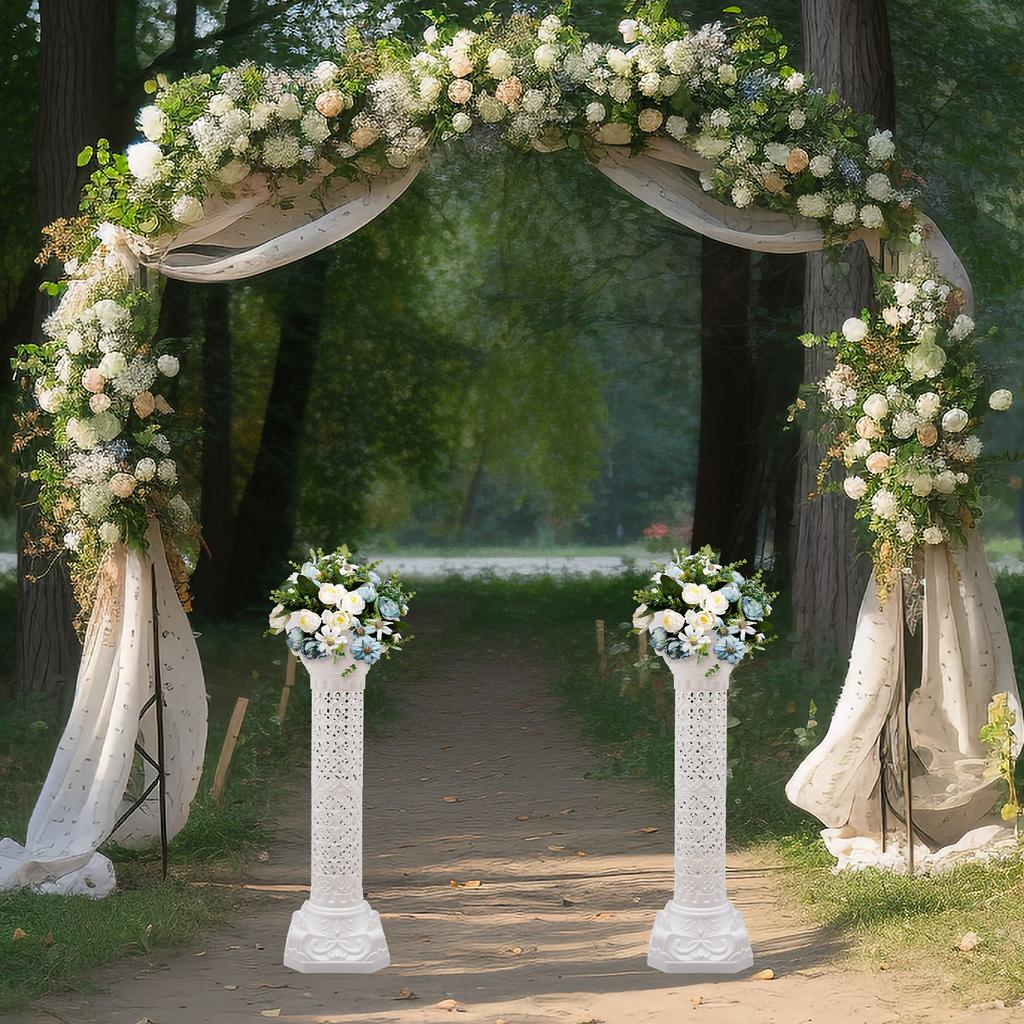 2 Bucăți Suport Plantator Coloană Romană Albă, Stâlp European Clasic Mare pentru Grădină Suport Ghiveci Flori pentru Interior Exterior 10,6x3,46 In