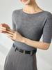 Yangtze Fine Spun Wool One-Shoulder Mid-Sleeve Women's Slimming T-Shirt, Spring Pure Color Elegant Base Layer Top