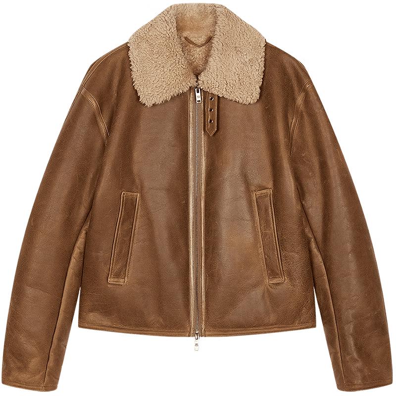 

JNBY 2025 Зимняя кожаная куртка свободного кроя с лацканами 5P0A10990 M