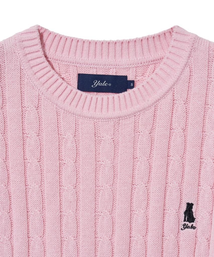 YALE Women'S Heritage Dan Cable Short Sleeve Round Knit Light Pink