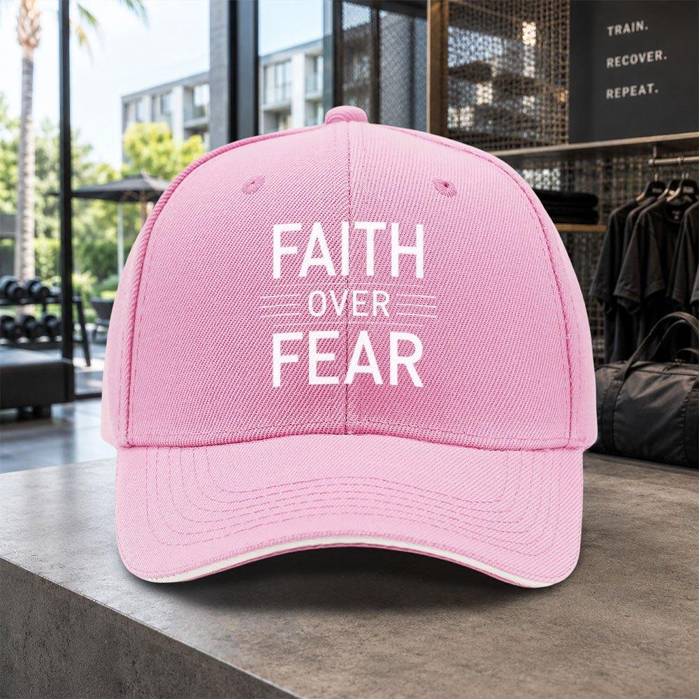 1pc Easy Faith Over Fear Sandwich Baseball Cap Unisex Easy Lightweight Adjustable Outdoor Duckbill Hat Suitable For Concerts Pa