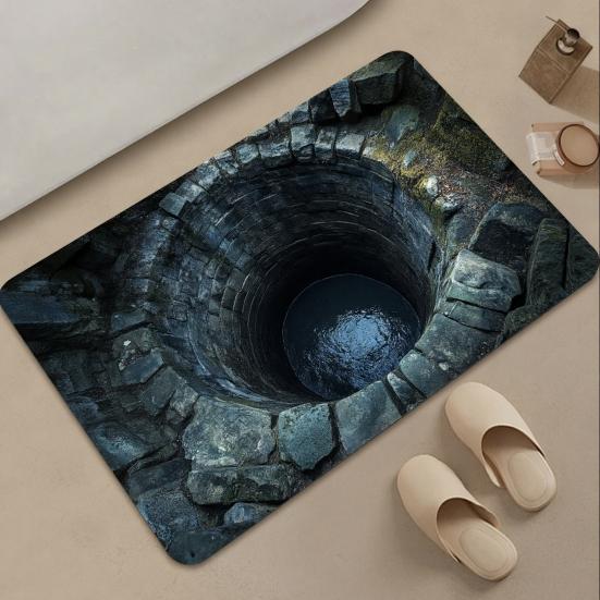3D Optical Illusion Rug Realistic Hole Non-Slip Floor Mat Bottomless Pit Entrance Rug Doormat for Living Room Bedroom Playroom Decor