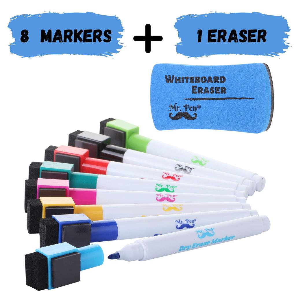 Pen Magnetic Dry Erase Fine with Back To School Supplies Mr. Markers, 8-Pack, Point, Eraser,