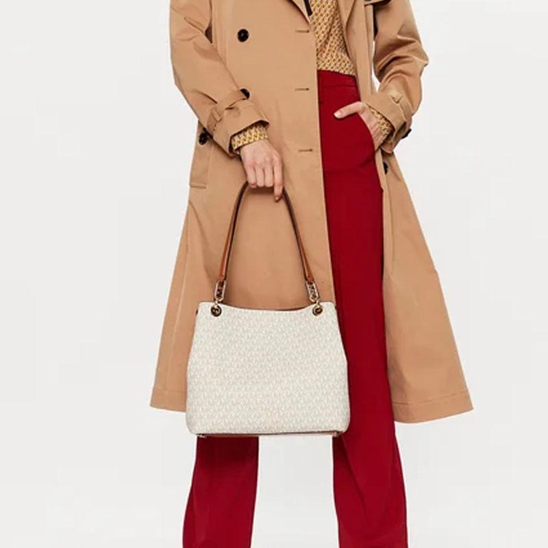 MICHAEL KORS Kensington Leather One Shoulder Handbag Women's Ecru/Oak 30F3G8KT7B-149