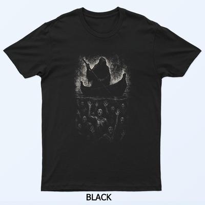 Sensenmann Horror Goth Charon Hades Unterwelt Mythologie Alternative Kunst Schwarzes T-Shirt