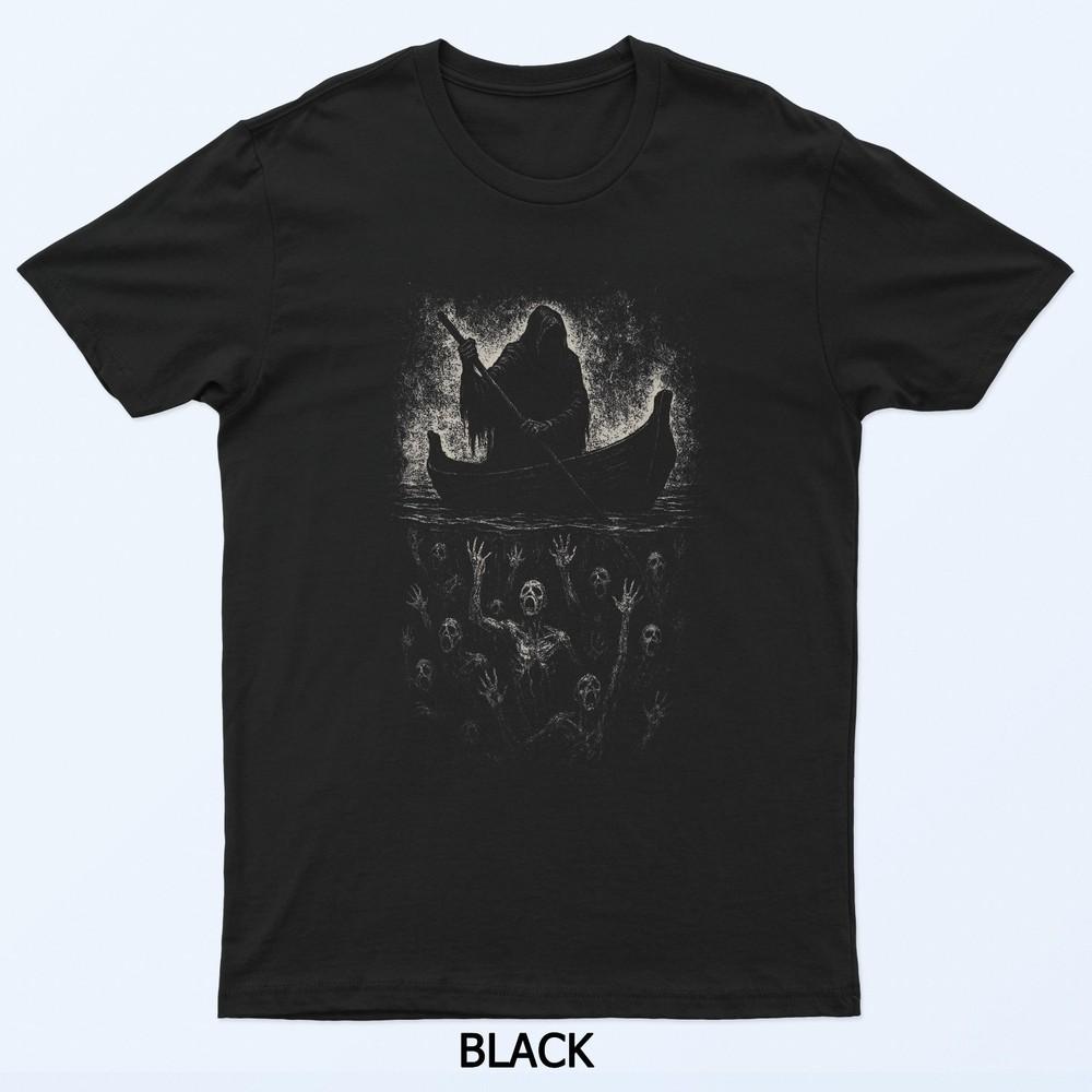 

Reaper Horror Goth Charon Hades Underworld Mythology Alt Art Black T-Shirt L