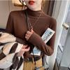 Autumn Winter Women's High-neck Knitted Base Shirt Soft Warm Solid Color Pullover Sweater Slim Fit Stretchy Knitted Top Knitted T-shirt
