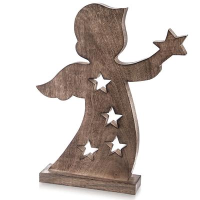 Drewniany Anioł Figurka Anioła Dekoracyjna Ozdobna Figura Stojąca 43 Cm