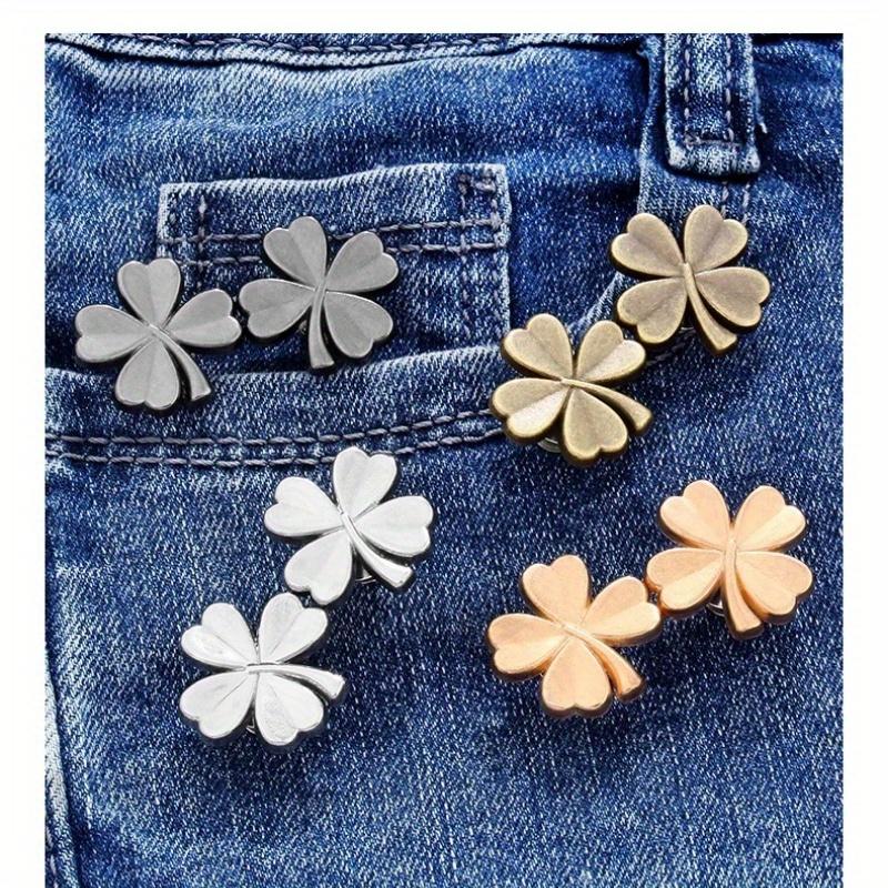 Four Leaf Clover Waist Cinching Buckle, Detachable Nail Free Waist Cinching Button, Jeans Waist Cinching Tool for Reducing Waist Circumference.