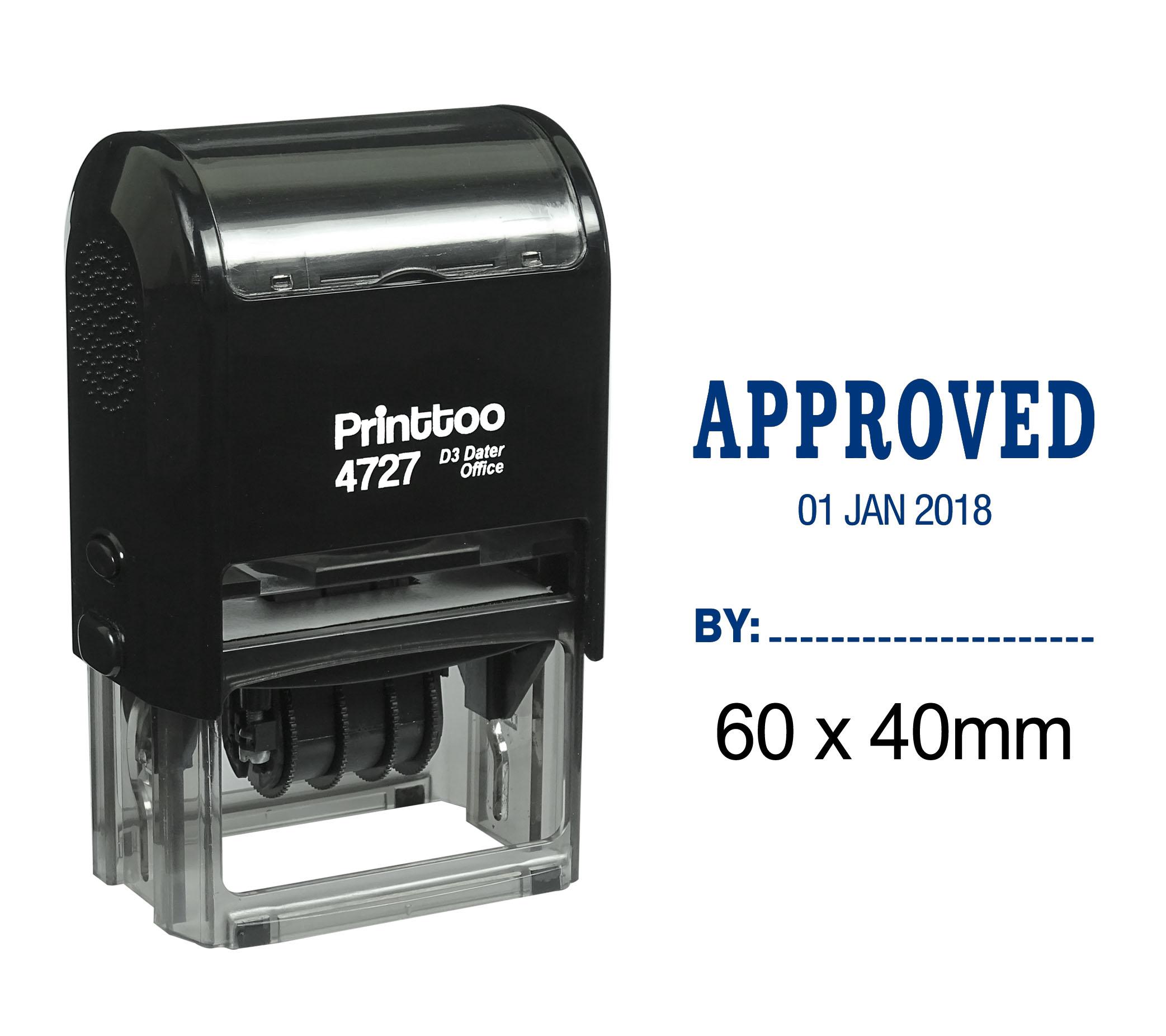 

Printtoo Dater Stamp Self Inking With Approved By Text Date Rubber Stamp Office 60 mm x 40 mm.(Approx) синій