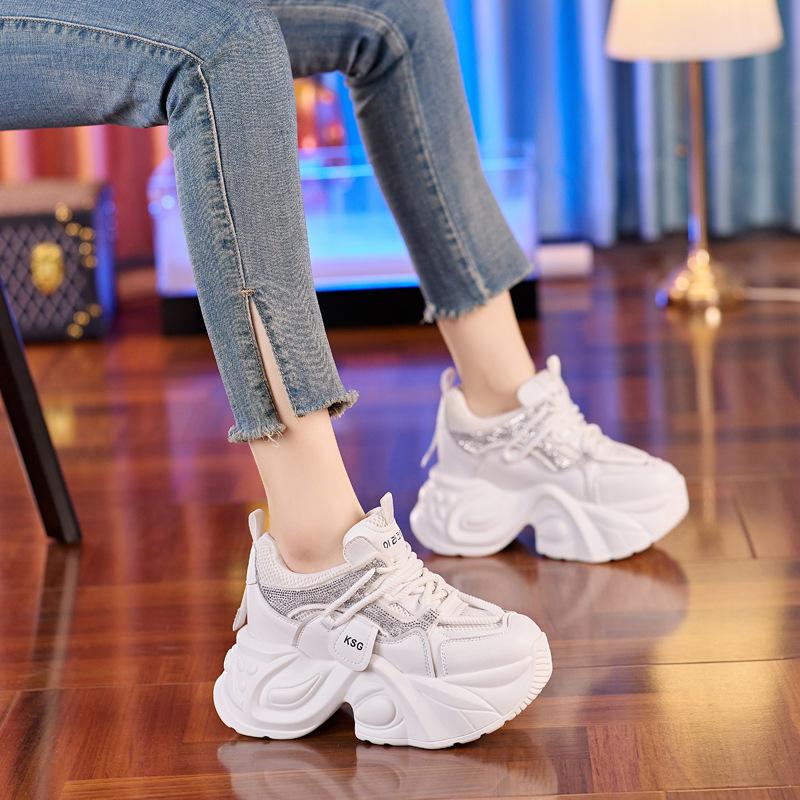 Sports dad shoes mesh thick sole showing feet small inner height increase women's shoes versatile casual ins tide white shoes explosion