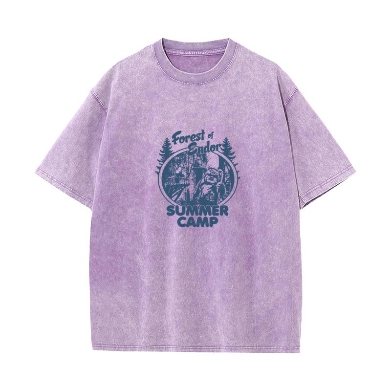 

Forest of Endor Summer Camp Normal Father Day Cotton Crew Neck Unisexs Tops Tees Washed Tops T Shirt Funny Washed T Shirt S