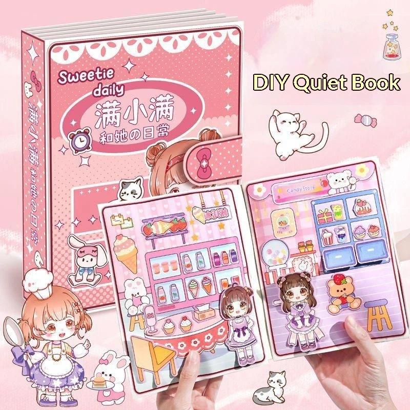 Cute Girl Sticker Quiet Book Reusable Dress Up Themed DIY Craft Activity Toy for Kids Toddlers Party Favor Home Play