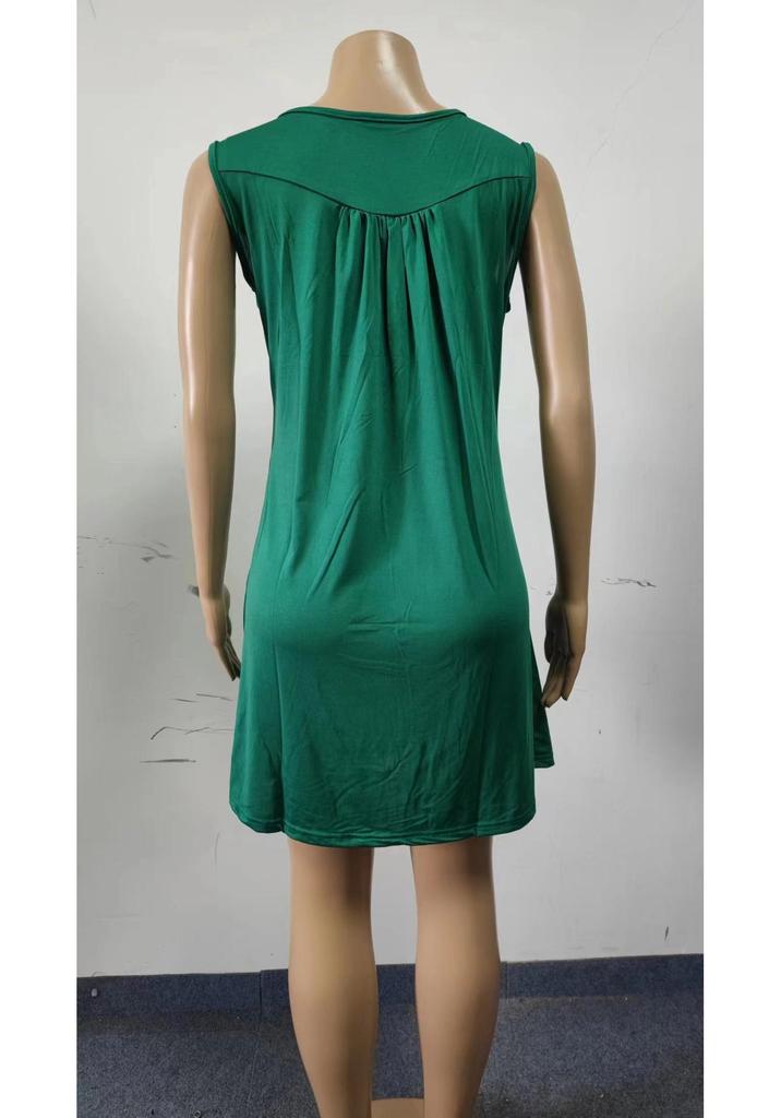2026 Spring/Summer Women's Sleeveless Pleated Button-Up Vest Dress Pajamas