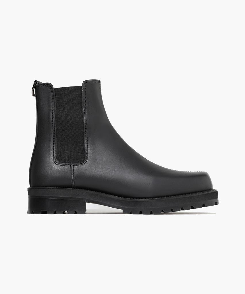 Firenze Atelier [Vibram] Center Cut Oil Pull-Up Square Toe Chelsea 5706-Oil [Matt Black]
