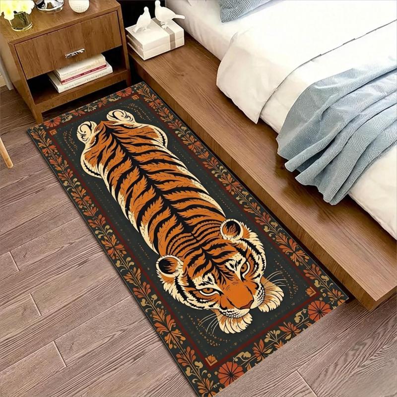 Vintage Tiger Bedside Rug for Bedroom, Room Decoration, Living Room Hallway Runner Rug, Dirt-Resistant and Easy-to-Clean