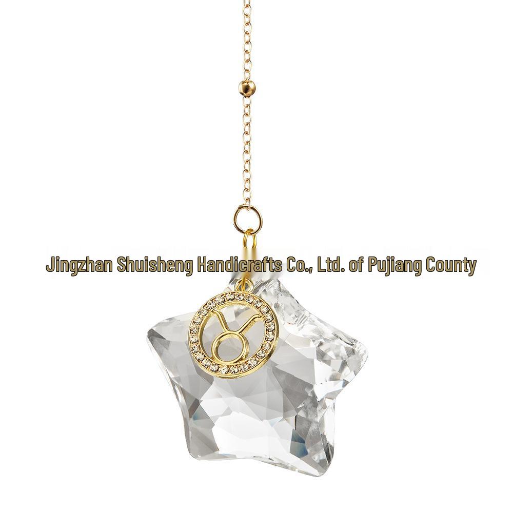 12 Constellations Moon & Pentagram Crystal Sun Catcher Pendant Set