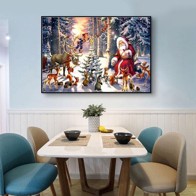 5D Diamond Painting Santa Claus Diamond Mosaic Christmas Diamond Embroidery Winter DIY Full Round Cross Stitch Home Decor