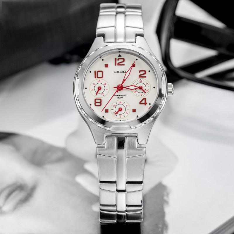 Casio watch series-LTP waterproof couple watch, quartz movement, stainless steel strap, Japanese and Korean watch, same MTP-1374D-7A&LTP-2064A-7A2