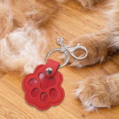 Cat Paw Keychain Bag Charm Leather Pet Hair Storage Versatile Unique Portable Souvenir Car Key