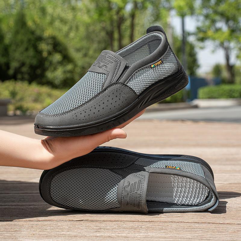 Lightweight Breathable Men's Slip-On Casual Shoes | Cushioned Comfort, Durable for Outdoor Fishing, Park Strolls & Summer Daily Wear - Black