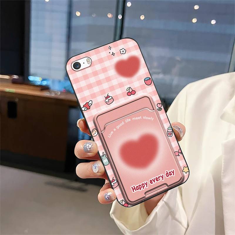 Fashion Design Dirt-resistant Phone Case For Iphone 5/5S/SE/ip5/ip5S/ipSE Card Bag TPU Card Slot Shockproof Anti-knock