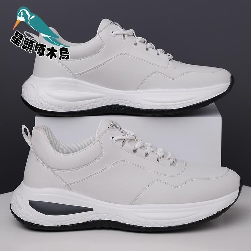 

Woodpecker casual sports shoes men s non-slip and wear-resistant lightweight leather waterproof travel shoes spring new black shoes 38