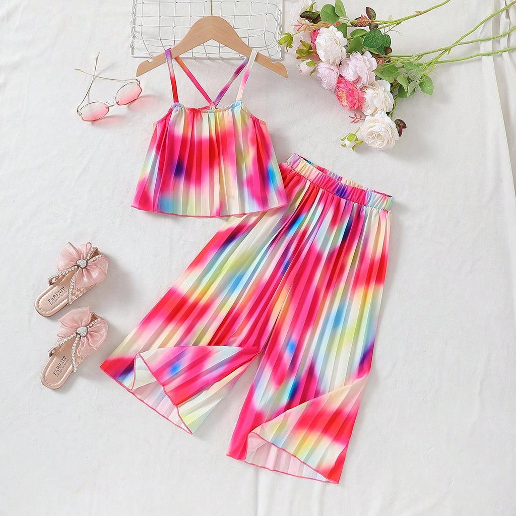 2026 Summer New Style Enters E-commerce Sweet and Fresh Girls Suspender Pleated Pants Two-piece Suit