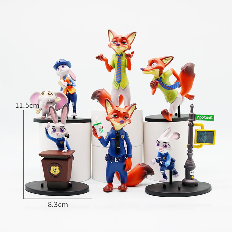6-Pack Zootopia Action Figures Ornaments Creative Desktop Decor Mini Car Accessories Healing Home Small Statues
