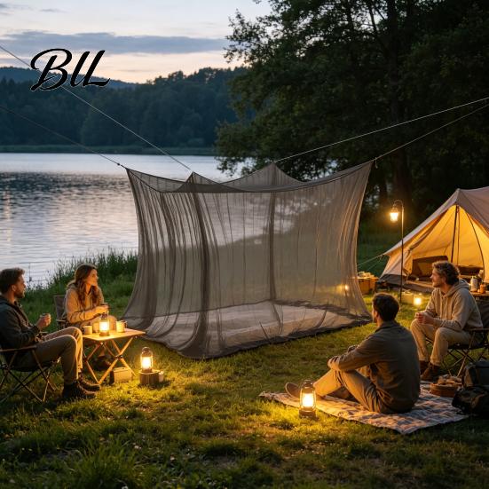 Strap Design Mosquito Net 4 Corners for Bed Outdoor Netting Insect Screen Canopy Rectangular Drapes Mesh Home Camping Travel Four-corner